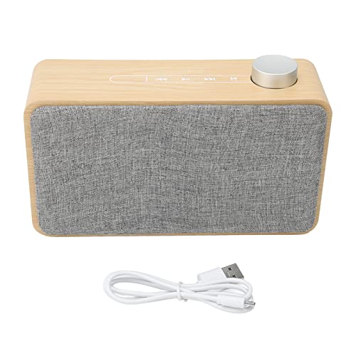 Bluetooth-Lautsprecher, Kabelloser Retro-Holz-Bluetooth-Lautsprecher, Tragbare Bluetooth-Lautsprecher, Bass-Stereo-Sound mit Drehknopf, Unterstützt Speicherkarte, USB, AUX, MP3(Gelb (Exportversion)) von Jectse