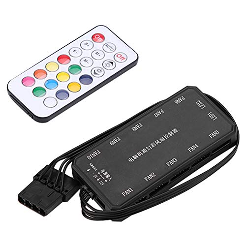 Computer-Lüfter-Beleuchtungseffekt-Controller,15 M RF Wireless Control Bunte Lüfter Computer-Lüfter-Controller,Remote Control Computer RGB-Lichtadapter für PC-Computer von Jectse