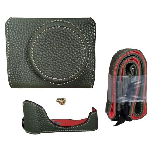 G7X II G7X III Tasche, Vintage-Kameratasche aus Leder mit zu öffnendem Schultergurt Unten für die PowerShot G7 X Mark II/ G7 X Mark III Kamera, Schutzhülle mit Gurt (Green) von Jectse