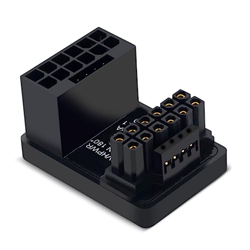 GPU PCIe5.0 16-Pin-Anschluss, ATX3.0 180-Grad-Winkel GPU-Netzadapterplatine 600 W 12 V, HPWR 12 + 4 Stecker auf Buchse GPU U-Turn-Netzteil für Grafikkarte (Schwarz) von Jectse