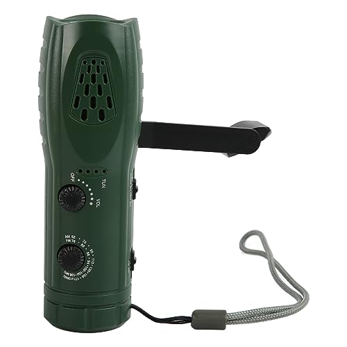 Handkurbel-Notfallradio mit LED-Taschenlampe, Tragbares AM-FM-Wetterradio mit USB-Lade-Powerbank, SOS-Alarm-Taschenlampe, für Camping-Wanderungen Im Freien (dunkelgrün) von Jectse