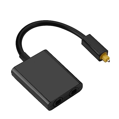 Jectse 1 in 2 Out Dual Port Optical Audio Adapter,Digitales Glasfaser-Audiokabel (Schwarz) von Jectse