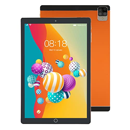 Jectse 10,1-Zoll-Tablet, 5G-Netzwerk 1080p Full HD IPS WiFi Calling Tablet PC, 6G RAM 128G ROM, 10-Kern-CPU 8800mAh GroßEr Akku, Dual-Kameras 5.0 FüR Android 12, Orange von Jectse