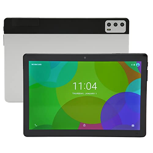 Jectse 10-Zoll-IPS-HD-Tablet, 4G-5G-WLAN-Telefonie-Tablet, 4 GB RAM 256 GB ROM PC-Tablet, MT6735 8-Core-CPU, Dual-Stereo-Lautsprecher, Ideal Zum Spielen und Lesen (Silber) von Jectse