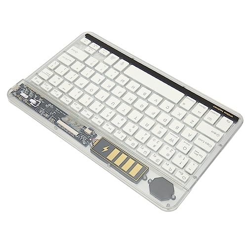 Jectse 10 Zoll Transparente Kabellose -Tastatur, Multi-Geräte-Verbindung, Hintergrundbeleuchtung, Ultradünne Tablet-Tastatur für Laptops, Telefone mit Verbreiterung und (White) von Jectse