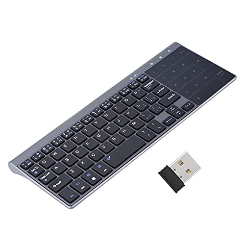 Jectse 2,4 G Drahtlose Tastatur, Tragbare Schlanke 2,4 GHz Drahtlose Tastatur mit Touchpad, Drahtlose Tastatur für PC/Notebook/TV-Box von Jectse
