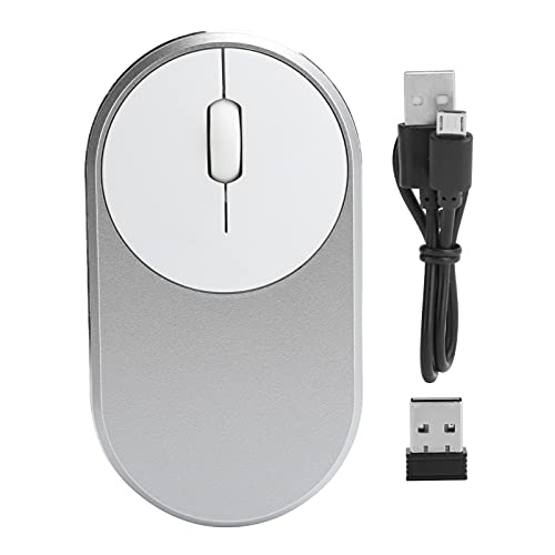 Jectse 2,4-GHz-WLAN-Bluetooth-Maus ， ABS-aufladbares USB-Plug-in-Notebook-Bürozubehör ， Plug-and-Play ， Ergonomisch Gestaltete Optische Formmaus für Laptops ， Computer(Silber grau) von Jectse