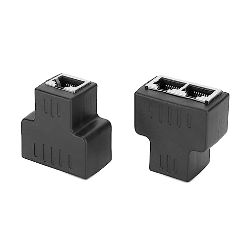 Jectse 2 STÜCKE Ethernet-Kabeladapter, 1 Bis 2 RJ45-Buchse LAN-Ethernet-Splitter-Adapterkabel, Hochgeschwindigkeits-RJ45-Koppler Ethernet-Extender Plug & Play für Hubs, Switches, von Jectse