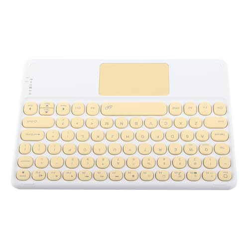 Jectse 3.0-Tastatur, Tragbare Drahtlose Tastatur mit Touchpad, Runde Tastenkappen, Ergonomische Computertastatur für das (Gelb) von Jectse