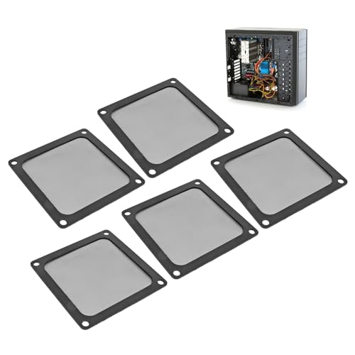 Jectse 5 Stück PC-Gehäuse-Staubnetzfilter, 80 X 80 Mm / 3,1 X 3,1 Zoll, Staubdichte Nylon-Staubfilterabdeckung, Magnetischer Rahmen, Computer-Kühler-Lüfter, Staubnetzgitter, Schwarz, von Jectse