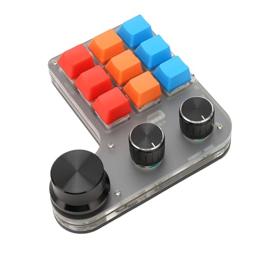 Jectse Benutzerdefinierte -Tastatur mit RGB-Hintergrundbeleuchtung, 9 Tasten und 3 Knöpfen, Programmierbar für Computerspielsoftware von Jectse