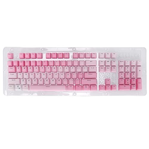 Jectse Benutzerdefinierte Tastenkappen, 104 Tasten Pink White Dip Dyeing PBT Tastenkappen, Ergonomische Süße Tastaturtastenkappen für 61 87 104 Mechanische Tastatur von Jectse