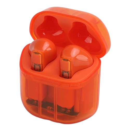 Jectse Bluetooth 5.3-Ohrhörer, Geräuschreduzierung, Transparente Kabellose Ohrhörer mit LED-Licht, Stereo-In-Ear-Kopfhörer mit Geringer Latenz und Ladeetui für Gaming (ORANGE) von Jectse