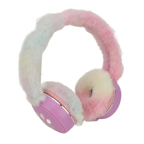 Jectse Bluetooth-Kopfhörer für Kinder, Niedliche Cartoon-Over-Ear-Kopfhörer mit Warmen Plüsch-Ohrenschützern, LED-beleuchtete, Faltbare On-Ear-Kopfhörer mit Integriertem Mikrofon, für von Jectse