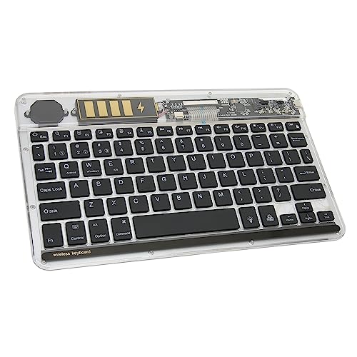 Jectse Bluetooth-Tastatur, 10-Zoll-ultradünne, Transparente Acryltastatur, Tragbare Kabellose RGB-Tastatur mit Hintergrundbeleuchtung, Verbindung Mehrerer Geräte (Schwarz) von Jectse