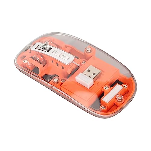 Jectse Drahtlose Bluetooth 2,4 G LED Slim Wiederaufladbare Kabellose Leise Maus, 2400 DPI, 400 MAh Magnetische Transparente Oberflächenabdeckung Leise Maus für Büro-PC-Laptop (Orange) von Jectse