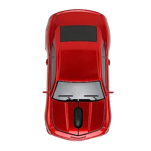 Jectse Drahtlose Maus in Form eines Rennwagens mit LED-Licht, Optischem 1600-DPI- für den PC, Einfach zu Bedienen (Rot) von Jectse