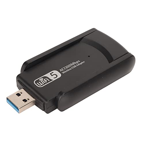 Jectse Drahtloser USB-WLAN-Adapter, 1300 M 2,4 G 5,8 G Dualband-Wireless-Netzwerkkarte, USB 3.0-Schnittstelle WLAN-Adapter-Netzwerkkarte mit Dual-Antennen für Android für Win für Linux, von Jectse