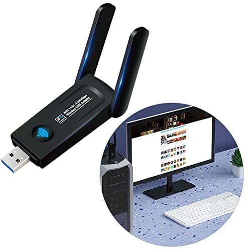 Jectse Drahtloser USB-WLAN-Adapter, Tragbarer Schwarzer Dualband-WLAN-Adapter USB3.0-Schnittstelle 1200M für Laptop von Jectse