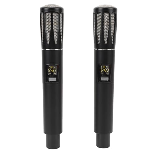 Jectse Drahtloses UHF-Dual-Mikrofon, 100 M Reichweite, Batteriebetriebenes 500-mAh-Funkmikrofon für Besprechungen (Black) von Jectse