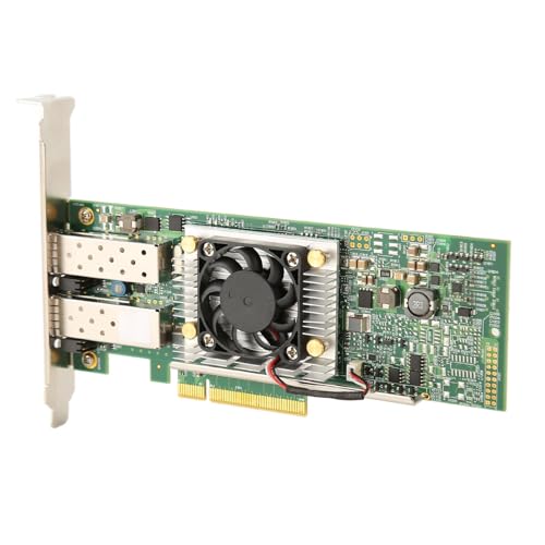 Jectse Dual-Port-SFP-PCIe-X8-Ethernet-Netzwerkadapter, 10 GB Konvergenter Netzwerkadapter mit Lüfter, Multifunktions-Ethernet-Karte von Jectse