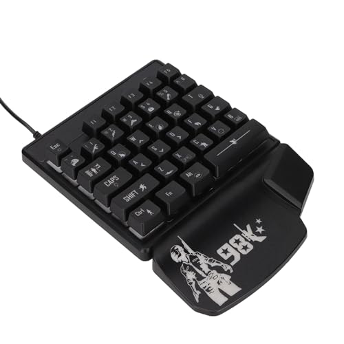 Jectse Einhändige Mechanische Gaming-Tastatur, 35 Tasten, Ergonomische Professionelle Gaming-Tastatur, Einzelne LED, Leuchtend Beleuchtete Computertastatur für E-Sport-Spiele von Jectse