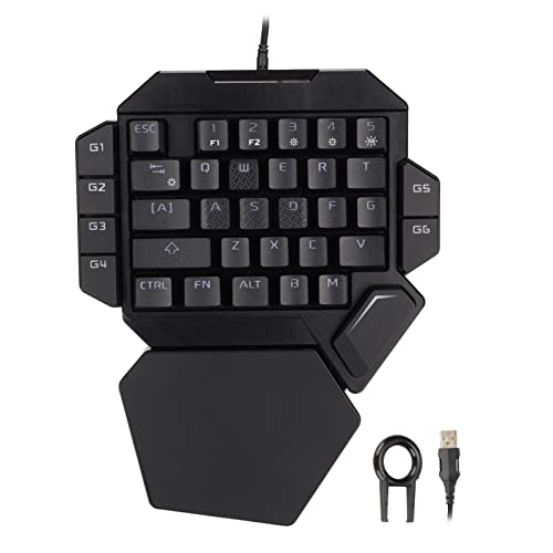 Jectse Einhand-Gaming-Tastatur, Mechanische Tastatur mit 35 Tasten, RGB-Hintergrundbeleuchtung und Tastenkappenabzieher, Ergonomische Tragbare Gaming-Tastatur für PC-Gamer von Jectse