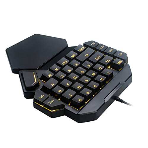 Jectse Einhand-RGB-Schwarzlicht-Gaming-Tastatur,USB-Tastatur mit Hintergrundbeleuchtung,Portable -Gaming-Tastatur mit 35 Tasten,Plug-and-Play,mit Makrodefinitionsfunktion von Jectse