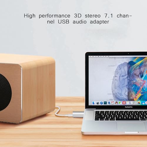 Jectse Externe Audiokarte, 7.1-Kanal USB 2.0 Bis 3,5 Mm Audio-Soundkarte, Keine Externe Stromversorgung, kein Laufwerk Erforderlich, für Audioausgabe und Perfektes Mikrofon (Silber) von Jectse