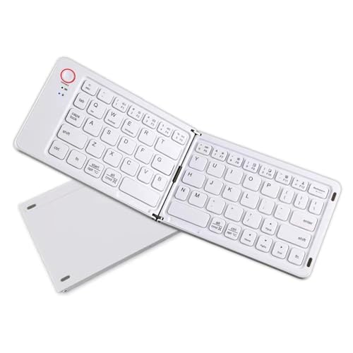 Jectse Faltbare Bluetooth-Tastatur, 67 Tasten, Faltbare Kabellose Tragbare Tastatur mit Ständer, Unterstützt 3 Geräte, 2-Fach Faltbare, Ultraschlanke Taschen-Reisetastatur für Android von Jectse