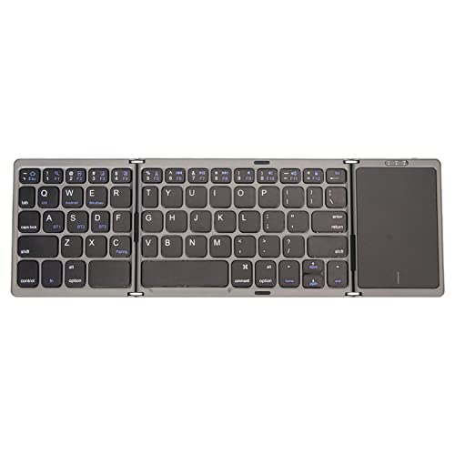 Jectse Faltbare Kabellose Tastatur mit Touchpad, BT 5.1, Lange Akkulaufzeit, 3-fache Aufbewahrung, Geeignet für Smartphones, Tablets, Laptops (Grau schwarz) von Jectse