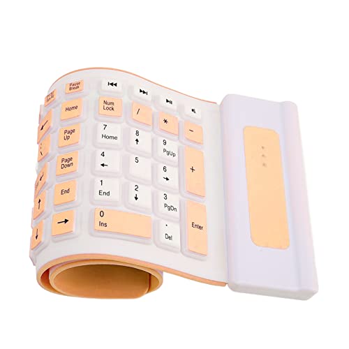 Jectse Faltbare Silikon-Tastatur, 103 Tasten, 2,4 G, Drahtlose Tastatur, wasserdichte Rollup-Tastatur mit USB-Empfänger, Tragbare Computertastatur für PC-Laptop (Orange) von Jectse