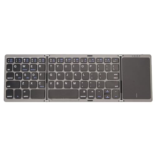 Jectse Faltbare Tastatur, Einfache Bedienung, Touchpad-Tastatur, 140-mAh-Akku, Multi-Geräte-Verbindung für Tablet, Laptop, Smartphone (Ascheschwarz) von Jectse