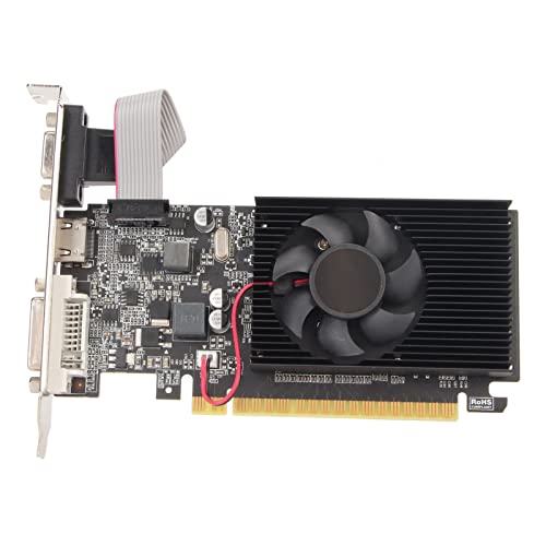 Jectse Gaming-Grafikkarte, GT210 1G DDR3 64-Bit-Grafikkarte PCI Express 2.0 X 16, Video-Grafikkarte mit HDMI-DVI-VGA-Anschlüssen, Unterstützt Direct X 10.1, Integrierter Lüfter von Jectse