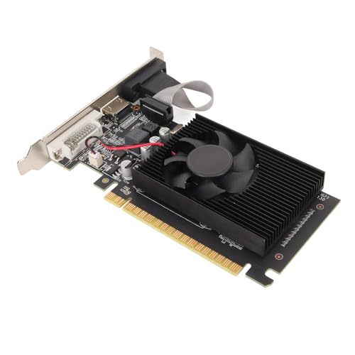 Jectse Gaming-Grafikkarte, GT610 2 GB 64-Bit-DDR3-unabhängige Grafikkarte mit HDMI-VGA-DVI-Anschluss, PCI Express X 16 600 MHz Video-Grafikkarte, Schnelle Kühlung von Jectse
