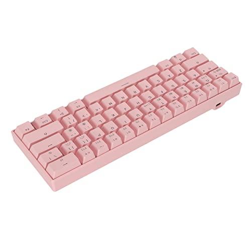 Jectse Gaming-Tastatur, 61 Tasten, Rosa LED-Hintergrundbeleuchtung, Mechanische Tastatur mit Tastenkappen-Entferner, Tragbare Ergonomische Kabellose -Tastatur für Gaming (Blauer Schalter) von Jectse