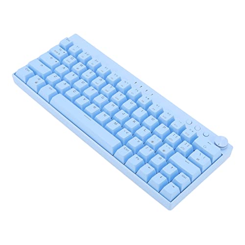 Jectse Gaming-Tastatur, 64 Tasten, Mechanische Tastatur, RGB, Ergonomisch, 3 Modi, Kabellos, 2,4 G, 3,0, 5,0, Typ C, Wiederaufladbare, Kabelgebundene Tastatur mit Knopf (Blauer Schalter) von Jectse