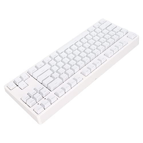 Jectse Gaming-Tastatur, 87 Tasten, Kabelgebundene Mechanische USB-Tastatur mit Farbsublimations-Tastenkappe, Ergonomische Computertastatur für Gaming (Weiss) von Jectse