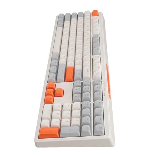 Jectse Gaming-Tastatur, Kabelgebunden, 108 Tasten, RGB-Tastatur mit Hintergrundbeleuchtung, Plug-and-Play für Zuhause (Grau, Weiß, Orange) von Jectse