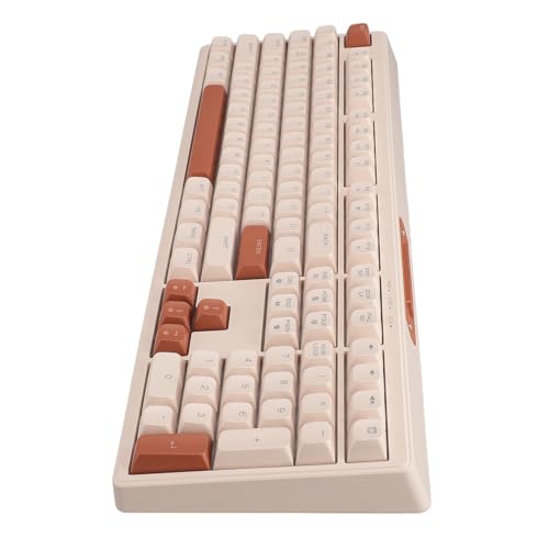 Jectse Gaming-Tastatur, Kabelgebunden, 108 Tasten, RGB-Tastatur mit Hintergrundbeleuchtung, Plug-and-Play für Zuhause (Milchteefarbe) von Jectse