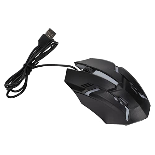 Jectse Kabelgebundene Gaming-Maus, Ergonomische Maus mit Leuchtendem RGB-Atmungslicht, 3D-Scrollrad, 1200 DPI, RGB-Spektrum, Hintergrundbeleuchtete USB-Maus für Laptop-Gamer(Schwarz) von Jectse