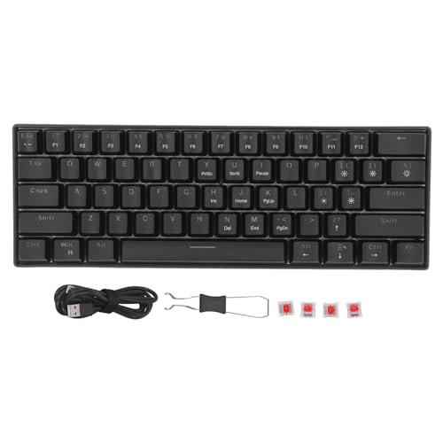 Jectse Kabelgebundene Gaming-Tastatur, LED-Hintergrundbeleuchtung, Mechanische Gaming-Tastatur, Flache, Ultrakompakte 61 Rote Schaltertasten, kabelgebundene Bürotastatur für von Jectse