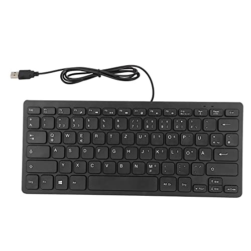 Jectse Kabelgebundene Tastatur, 78 Tasten, Ergonomische Computertastatur, Tragbare USB-Schreibmaschinentastatur für Desktop-Laptop-PC, Plug-and-Play(Deutsche Tastatur) von Jectse