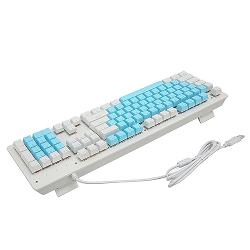 Jectse Kabelgebundene Tastatur, Gaming-Tastatur, Mechanischer Schalter, 104 Tasten, RGB-Hintergrundbeleuchtung, Kabelgebundener USB-Anschluss für Büro (Roter Schalter (blau-weiße von Jectse