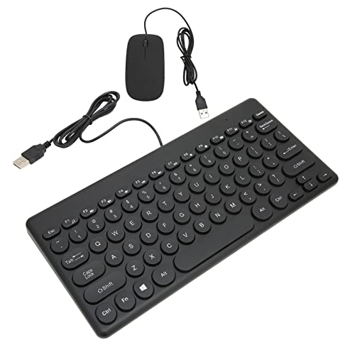 Jectse Kabelgebundene Tastatur und Maus, 78 Tasten, Ergonomische Computertastatur mit Maus, Tragbare Tastatur und Maus-Kombination für PC-Desktop-Laptop (Schwarz) von Jectse