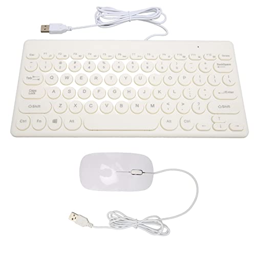 Jectse Kabelgebundene Tastatur und Maus, 78 Tasten, Ergonomische Computertastatur mit Maus, Tragbare Tastatur und Maus-Kombination für PC-Desktop-Laptop (Weiss) von Jectse