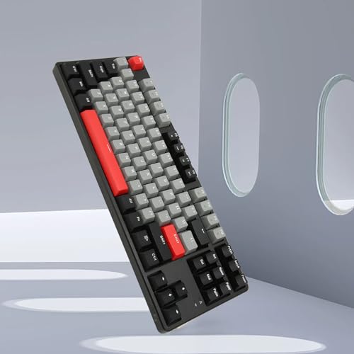 Jectse Kabellose Mechanische Bluetooth-Tastatur, 87 Tasten, Kabellose Gaming-Tastatur, Roter Schalter, Hot-Swap-fähige Tastatur, Unterstützt 19 Tasten ohne Konflikt, für Windows für von Jectse