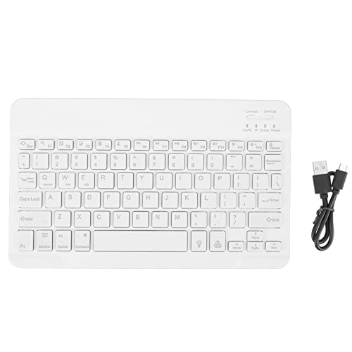 Jectse Kabellose Mini-Tastatur, Tragbare Mini-Bluetooth-Tastatur, Wiederaufladbare Tastatur mit RGB-Hintergrundbeleuchtung, Ultradünn, Stumm, für Telefon, Tablet und Laptop(Weiß) von Jectse