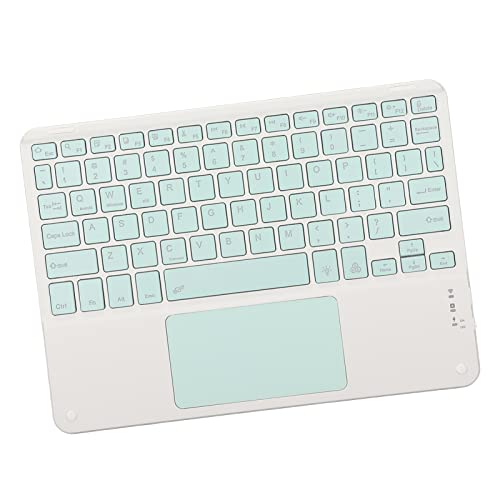 Jectse Kabellose Tastatur, 10-Zoll-Tastatur mit Touchpad, RGB-Hintergrundbeleuchtung, Ultradünne, Tragbare, Ergonomische Scherentastatur für Telefon-Tablet-Laptops (Cyan) von Jectse