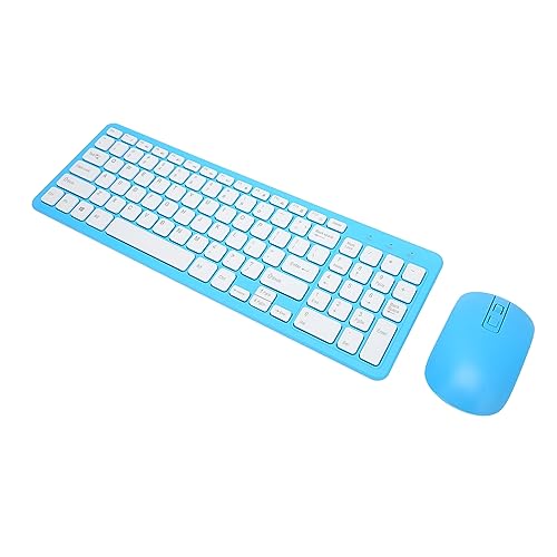 Jectse Kabellose Tastatur-Maus-Kombination, 2,4 G Kabellose 96-Tasten-Computertastatur, PC-Tastatur in Voller Größe mit Ziffernblock für Laptop, Desktop (Blau) von Jectse